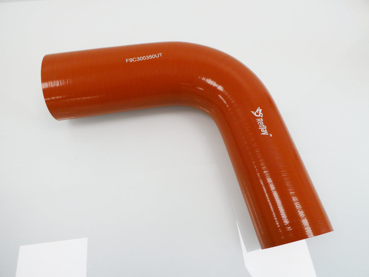 Red 90 degree silicone reducer, with 'RedJay' branding on a white background.