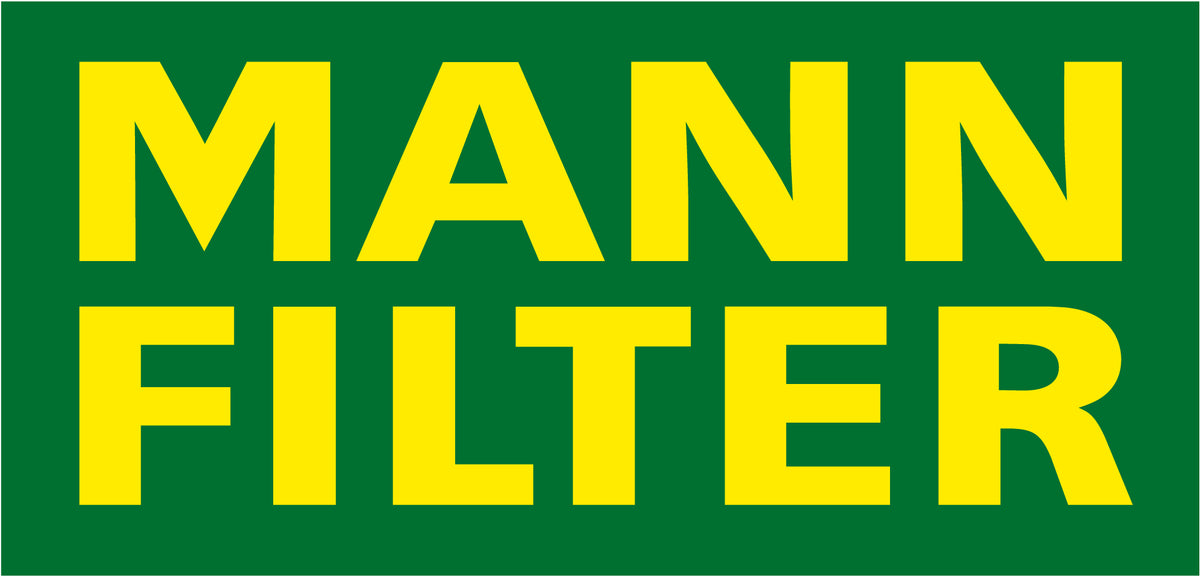 Mann Filter logo with green background and yellow text.